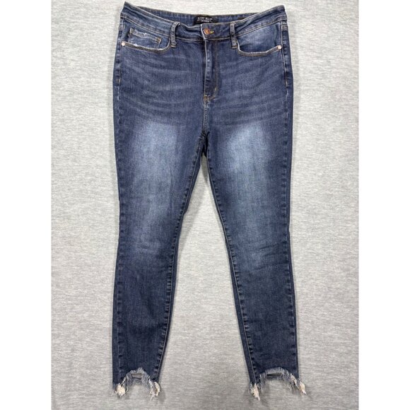 Judy Blue Jeans 15/32 Skinny Fit Distressed Hem Jeans Shark Bite - Picture 1 of 5